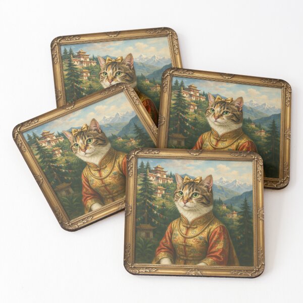 Item preview,  A formal baroque-style royal portrait illustration of a charming well-groomed short-haired calico cat designed and sold by 123ks.