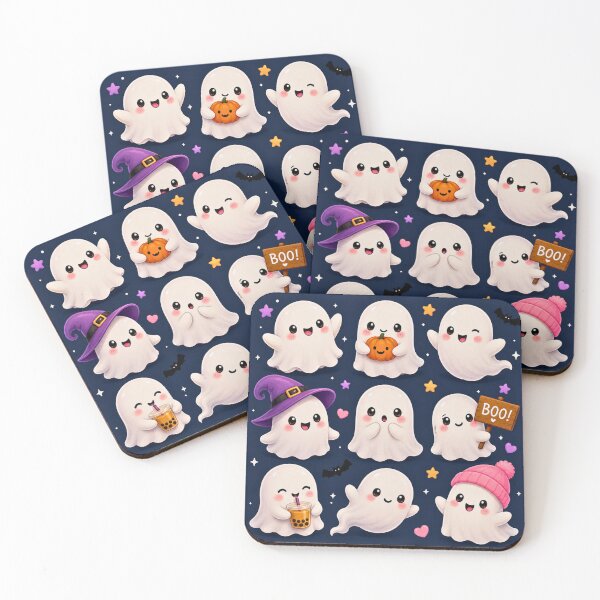 Item preview, Cute Kawaii Ghost Expressions | Adorable Halloween Ghost Sticker Set designed and sold by lavanya11.
