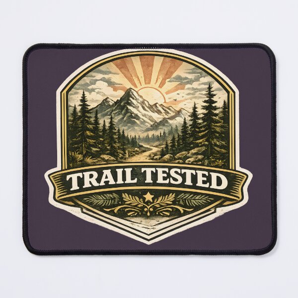 Item preview, Trail Tested – Vintage Mountain Hiking Adventure Badge designed and sold by KAM-KAM-STORE.