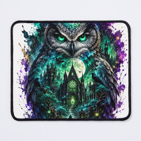 Item preview, Mystical Owl Gothic Cathedral Fantasy Art – Enchanted Moonlit Dark Fantasy Design designed and sold by Limitless expressions - wear your mindset .