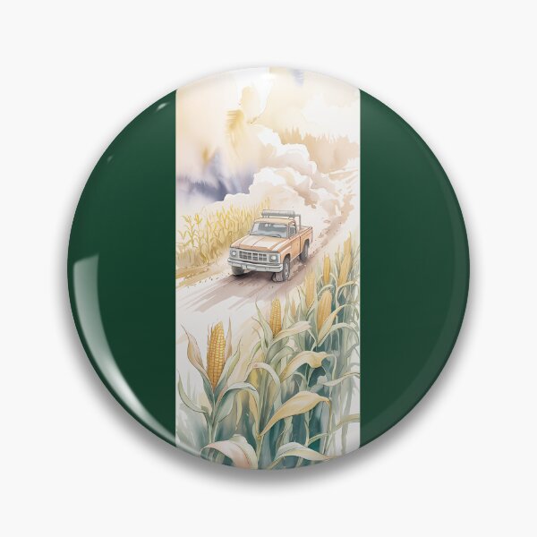 Item preview, Vintage Orange Truck in a Cornfield Watercolor Art designed and sold by LidiambqArt.