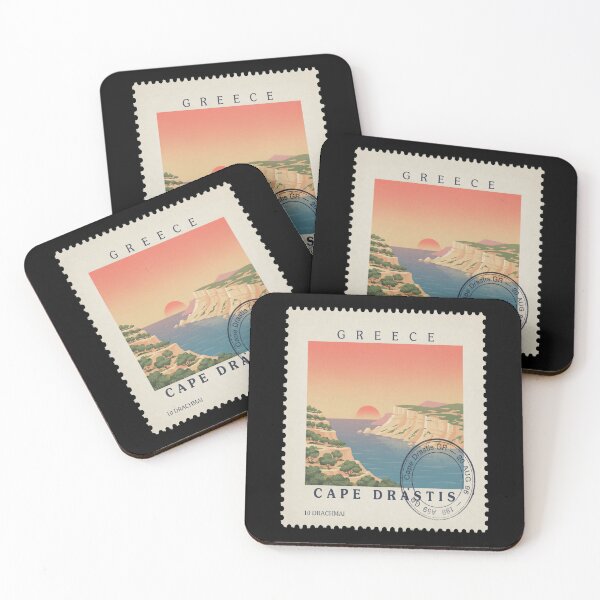 Item preview, Cape Drastis Corfu Limestone Cliff Sunset Stamp Sticker designed and sold by stickercuffs.