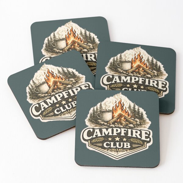 Item preview, Campfire Club – Vintage Camping & Bonfire Badge designed and sold by KAM-KAM-STORE.