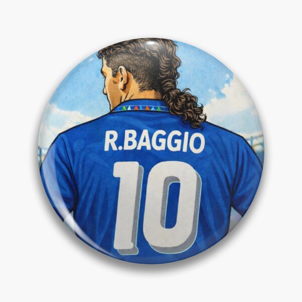 Aperçu de l'œuvre Il Divin Codino - Chemise rétro Baggio Italia Azzurri, créée et vendue par Tony Panini Retro.