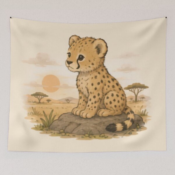Item preview, Sunset Viewer Cheetah Cub designed and sold by MellowMunchkins.