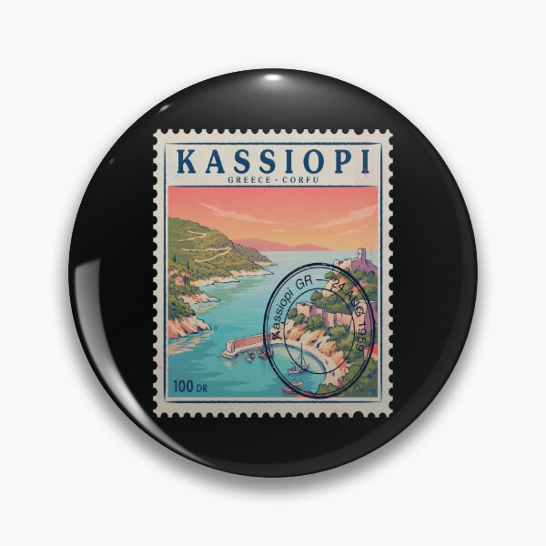 Item preview, Kassiopi Corfu Harbor Castle Ridge Stamp Sticker designed and sold by stickercuffs.