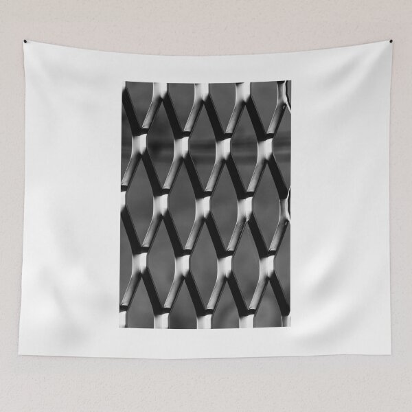 Item preview, Metal Fence Pattern Close-Up In Black And White With Repeating Geometric Mesh And High Contrast designed and sold by Nmallia.