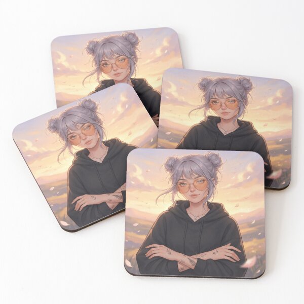 Item preview, Aesthetic Anime Girl in Oversized Hoodie with Sunset Background designed and sold by Trendykunnu.