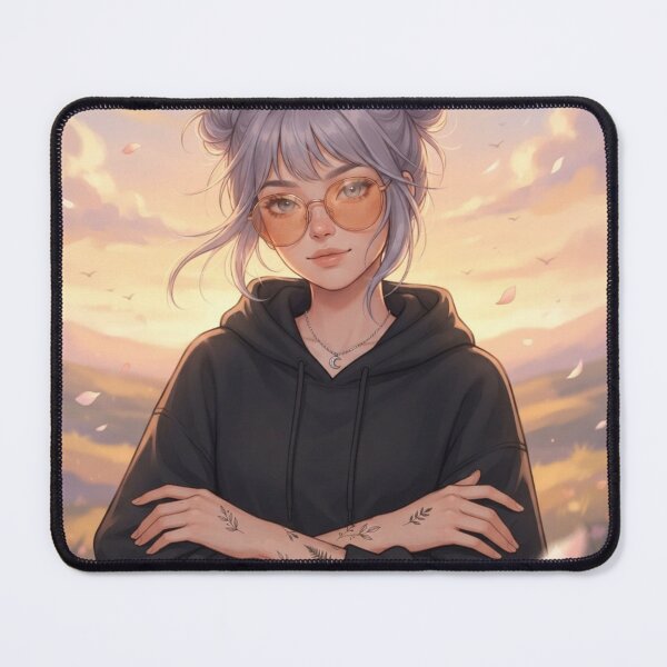 Item preview, Aesthetic Anime Girl in Oversized Hoodie with Sunset Background designed and sold by Trendykunnu.