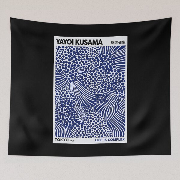 Item preview, Yayoi Kusama Life is Complex Poster 1998 - Blue White Dots Wall Art Print, Tokyo Abstract Decor designed and sold by ArleenCostums.