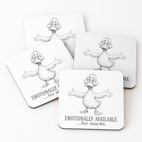 Item preview, Emotionally Available... for Snacks – Funny Duck Illustration designed and sold by ByAnad.