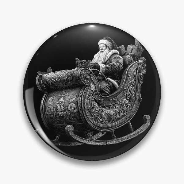 Item preview, Santa in an Ornate Sleigh with Christmas Gifts Black and White Holiday Art designed and sold by inkoutninja.