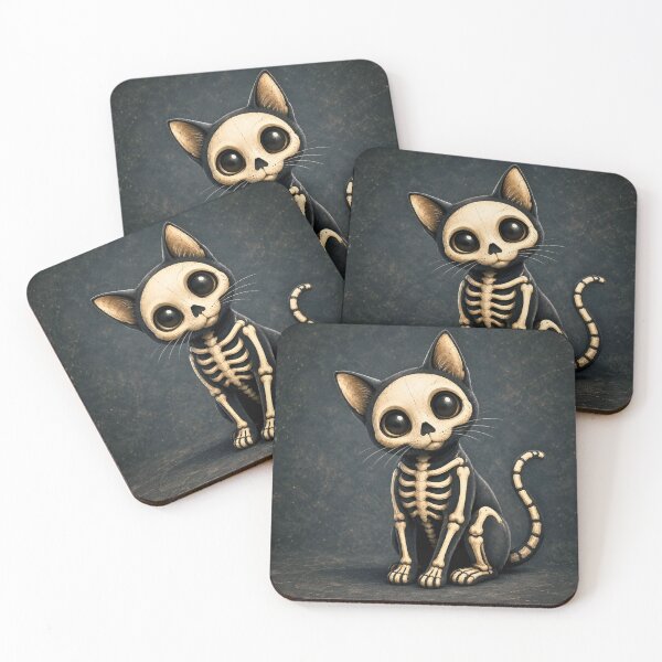 Item preview, Cute Skeleton Cat Portrait | Gothic Kawaii Halloween Cat Illustration designed and sold by lavanya11.