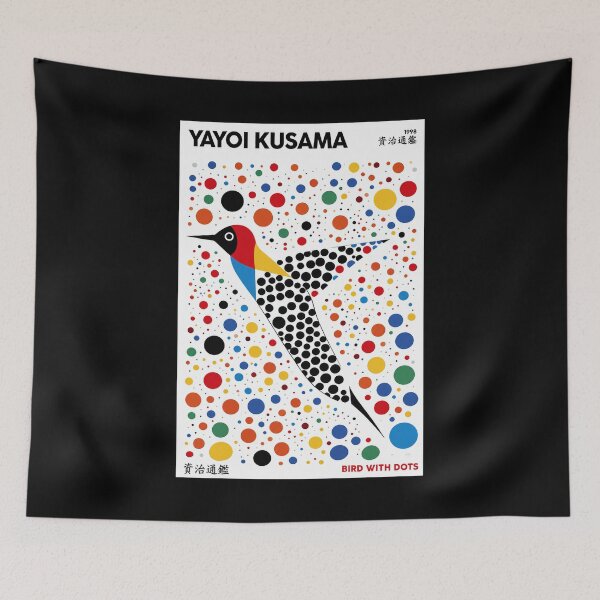 Item preview, Yayoi Kusama Bird with Dots Poster 1998 - Colorful Polka Dot Bird Wall Art Print, Tokyo Art Decor designed and sold by ArleenCostums.