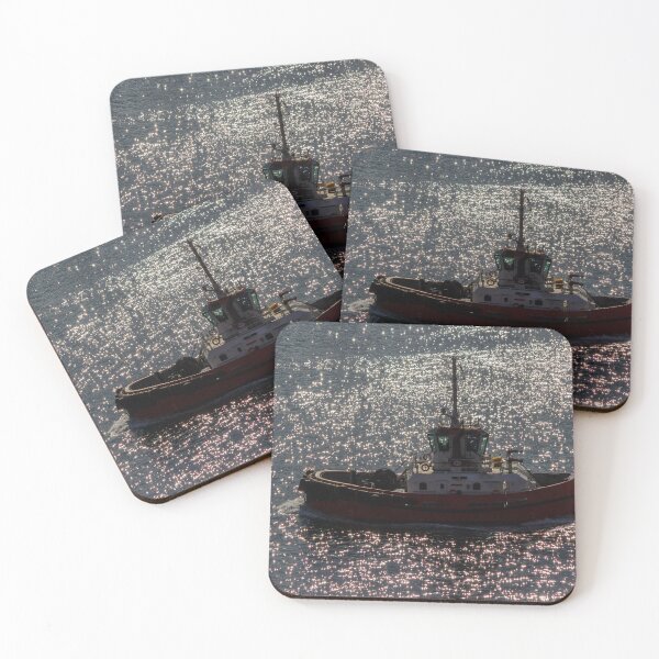Item preview, Red Tugboat Cruising Through Sparkling Sunlit Water With Sea Reflections and Harbor Work-boat Activity designed and sold by Nmallia.