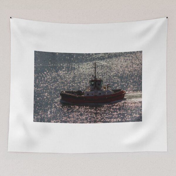 Item preview, Red Tugboat Cruising Through Sparkling Sunlit Water With Sea Reflections and Harbor Work-boat Activity designed and sold by Nmallia.