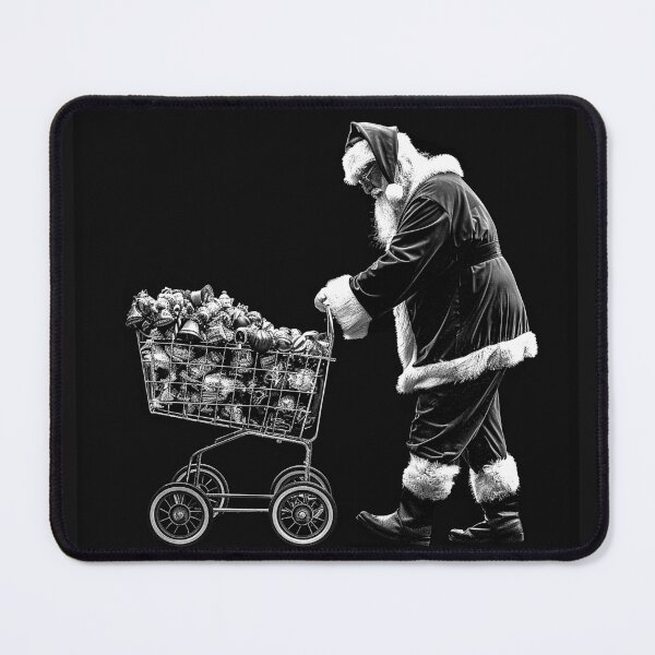 Item preview, Santa Shopping for Christmas Gifts Black and White Holiday Art designed and sold by inkoutninja.
