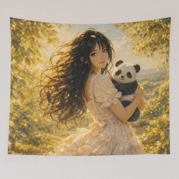 Item preview, Anime Girl Hugging a Baby Panda designed and sold by m-y-A-I-A-R-T-.