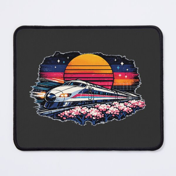 Item preview, Neon Retro Anime Cherry Blossom Bullet Train designed and sold by KungPowUnicorn.
