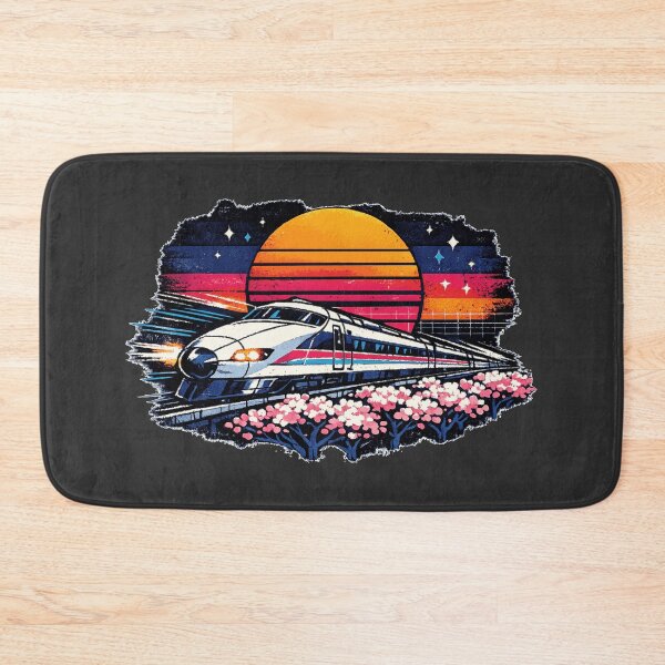 Item preview, Neon Retro Anime Cherry Blossom Bullet Train designed and sold by KungPowUnicorn.