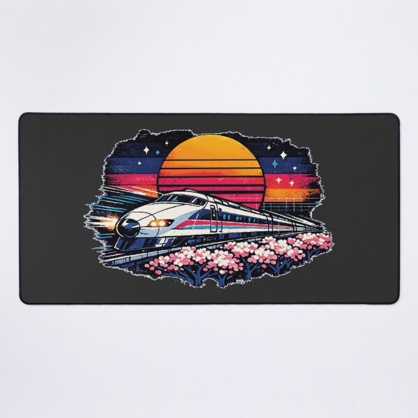 Item preview, Neon Retro Anime Cherry Blossom Bullet Train designed and sold by KungPowUnicorn.