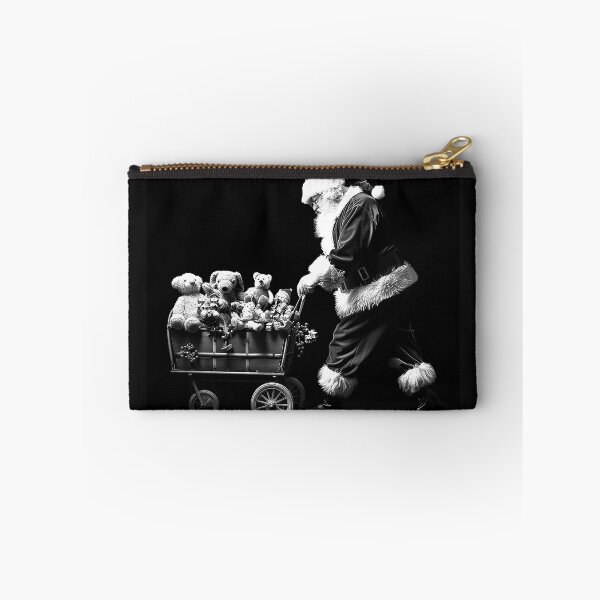 Item preview, Santa Pulling a Wagon Full of Toys Black and White Christmas Art designed and sold by inkoutninja.