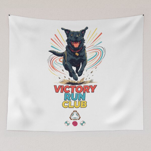 Item preview, Victory Run Club - Dynamic Black Dog Sprint Art designed and sold by Whimsy Trail Co.