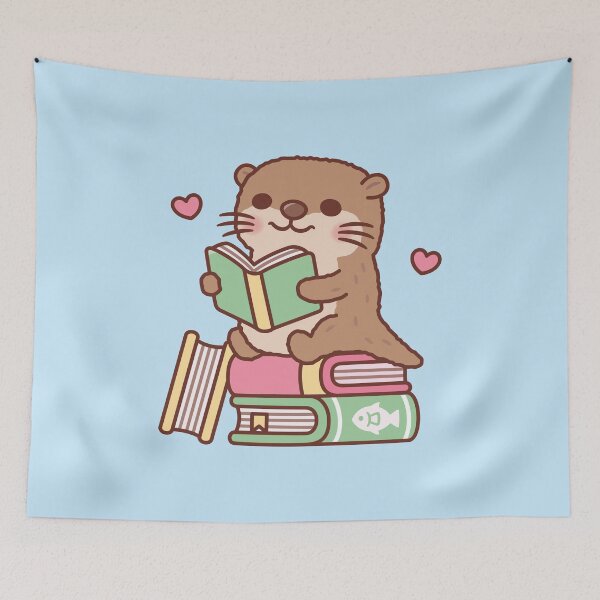 Item preview, Cute Otter Sits Atop Of Books To Read designed and sold by rustydoodle.
