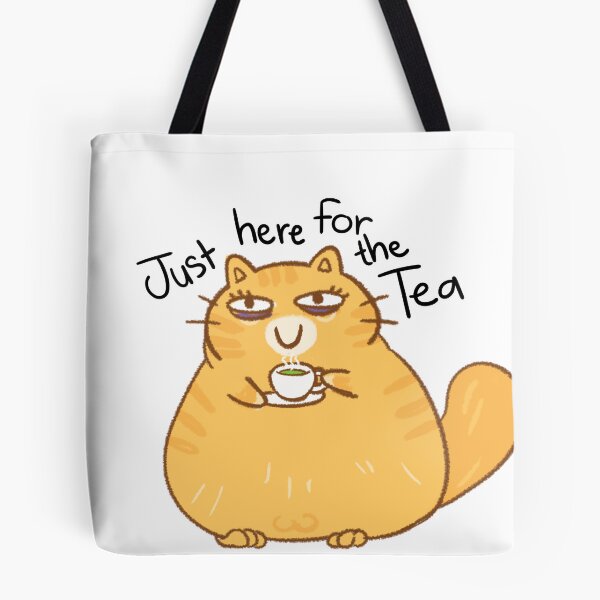 Item preview, Smirking Cat Just Here For The Tea / Funny Tea & Drama Meme Sticker  designed and sold by PippiThePickle.