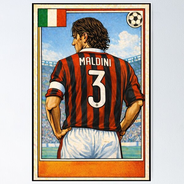 Item preview, Il Capitano - Retro Maldini AC Milan shirt. designed and sold by Tony Panini Retro.