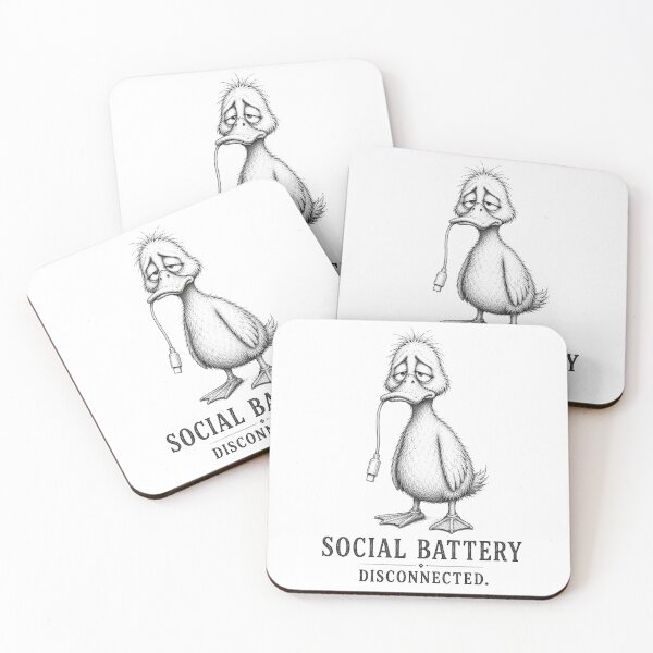 Item preview, Social Battery: Disconnected – Funny Duck Illustration designed and sold by ByAnad.