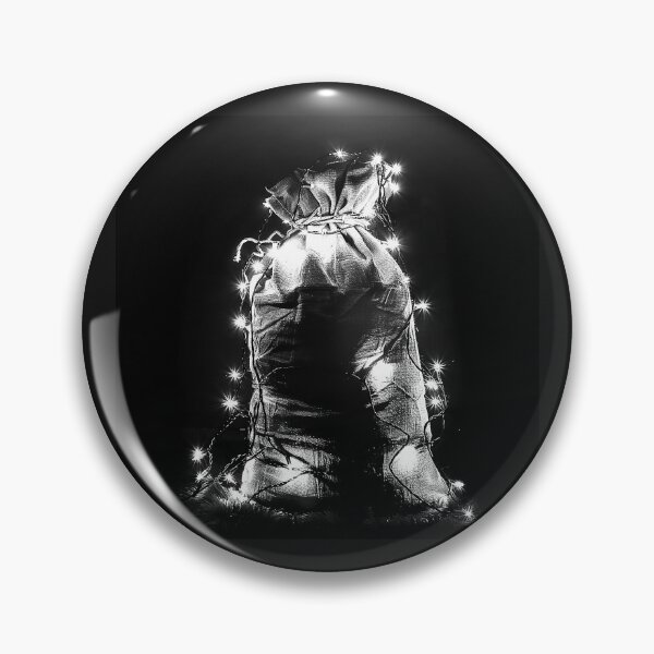Item preview, Santa’s Glowing Gift Sack Black and White Christmas Art designed and sold by inkoutninja.