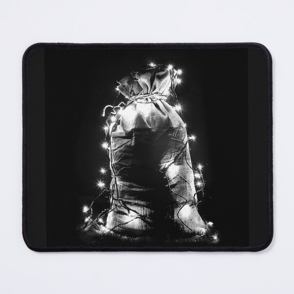 Item preview, Santa’s Glowing Gift Sack Black and White Christmas Art designed and sold by inkoutninja.