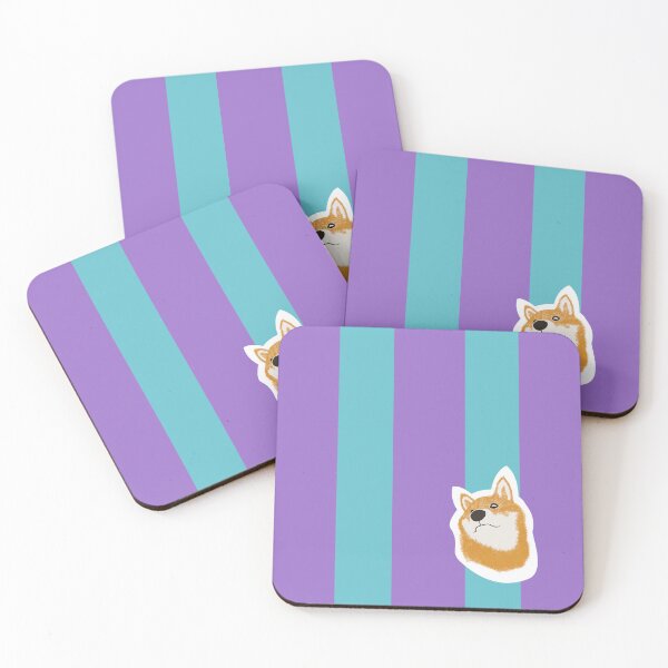 Item preview, Thick stripe (purple, light blue) with Shiba Inu designed and sold by ShibaCruise-On.