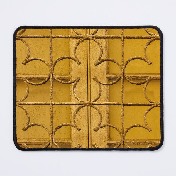 Item preview, Yellow Wrought Iron Window Gate With Decorative Circular Pattern And Rustic Texture designed and sold by Nmallia.