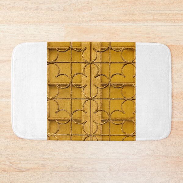 Item preview, Yellow Wrought Iron Window Gate With Decorative Circular Pattern And Rustic Texture designed and sold by Nmallia.