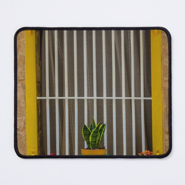 Item preview, Yellow Window Frame With Colorful Potted Plants On A Rustic Stone Windowsill designed and sold by Nmallia.