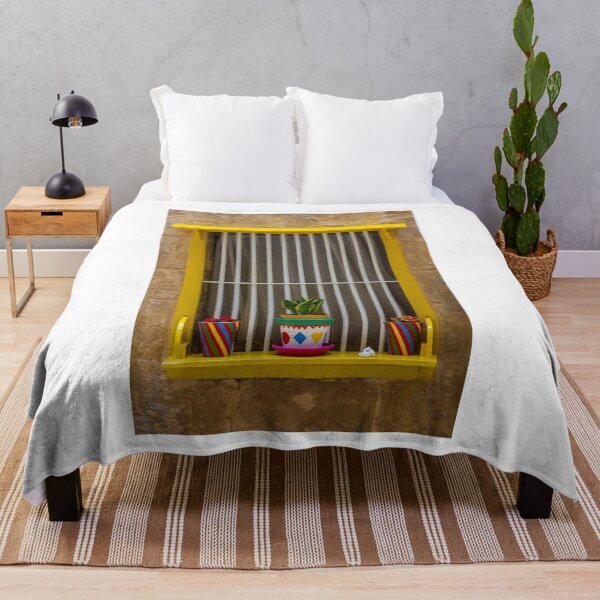 Item preview, Yellow Window Frame With Colorful Potted Plants On A Rustic Stone Windowsill designed and sold by Nmallia.