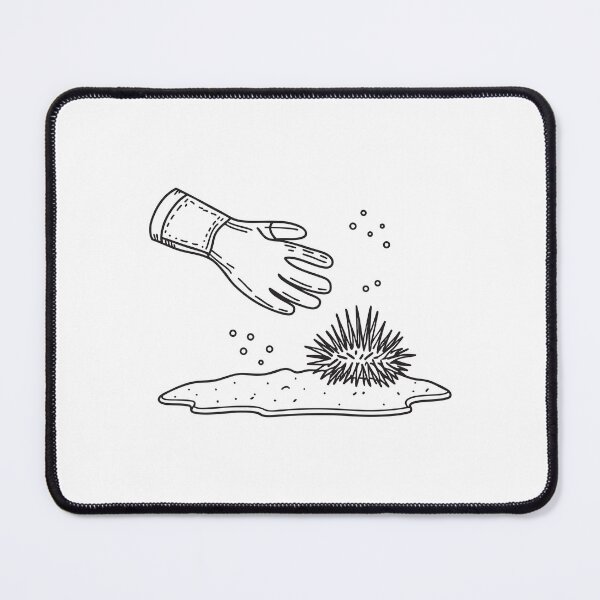 Item preview, A diving glove extending toward a sea urchin on sandy seabed designed and sold by rasagamastore.