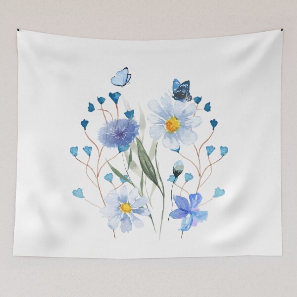 Item preview, Blue Flowers And Butterflies. designed and sold by Dinasshop.