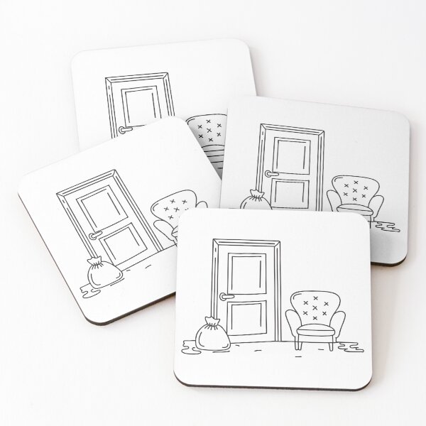 Item preview, A door swung open near a chair with a bag lying on the floor designed and sold by rasagamastore.