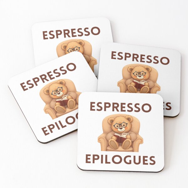 Item preview, ESPRESSO AND EPILOGUES WITH BEAR READING A BOOK AND HOLDING COFFEE ART FOR BOOK LOVERS. designed and sold by ZANU creativity.
