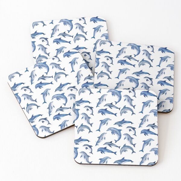 Item preview, Blue Watercolour Dolphins – Ocean Marine Life Pattern designed and sold by Bakes Designs.