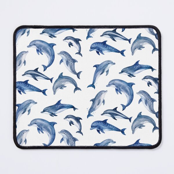 Item preview, Blue Watercolour Dolphins – Ocean Marine Life Pattern designed and sold by Bakes Designs.