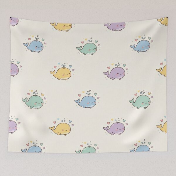 Item preview, Cute Colorful Whales with Hearts designed and sold by Shivi-designs.