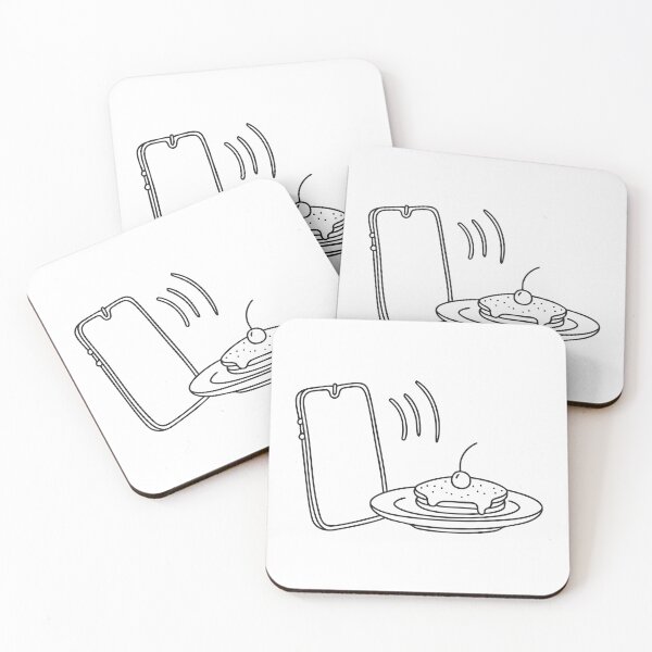 Item preview, A buzzing phone lying next to a plate of untouched food designed and sold by rasagamastore.