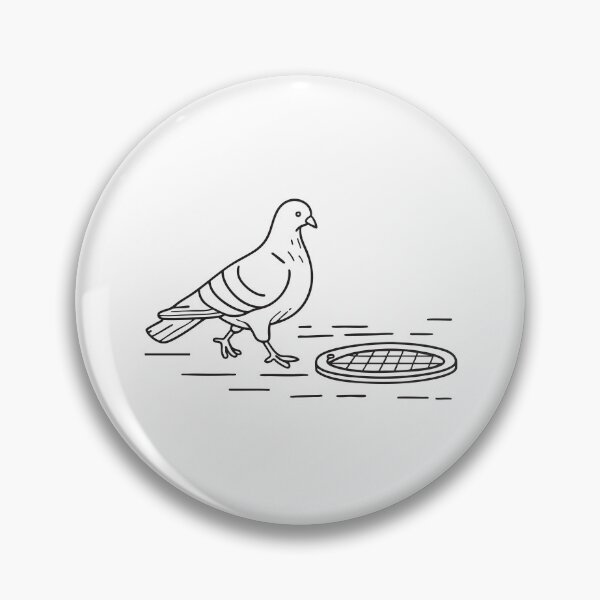 Item preview, A pigeon striding close to a manhole on a city sidewalk designed and sold by rasagamastore.