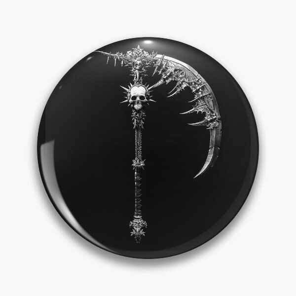 Item preview, Gothic Skull Scythe Black and White Dark Fantasy Art designed and sold by inkoutninja.
