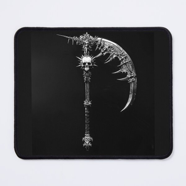 Item preview, Gothic Skull Scythe Black and White Dark Fantasy Art designed and sold by inkoutninja.