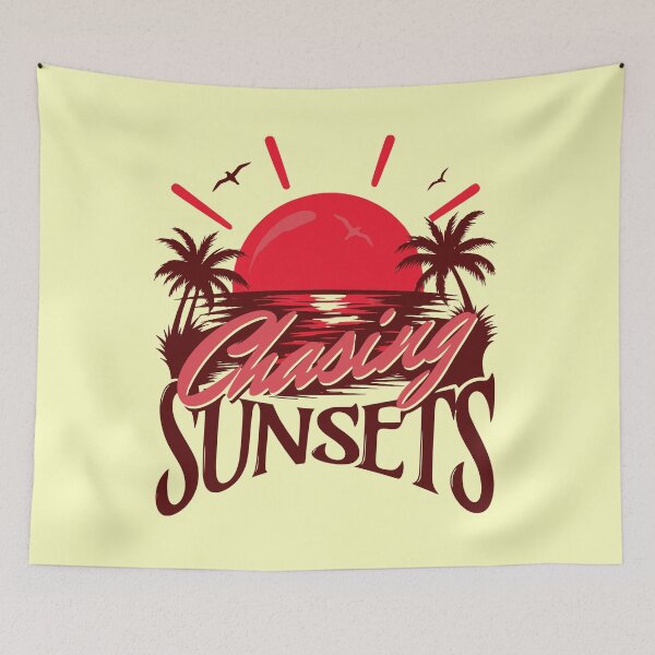 Item preview, Chasing Sunsets Fiery Red Sunset Tropical Island Resort Vacation Graphic designed and sold by illeN-Art-World.